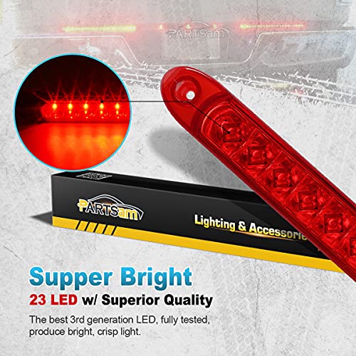 Image of Partsam 2PCS 17 inch Red LED Trailer Light Bar 23 LED Third Brake Light Trailer Center Light Bar with Stop Turn Tail Functions Waterproof Surface Mount for Trailers Cargo