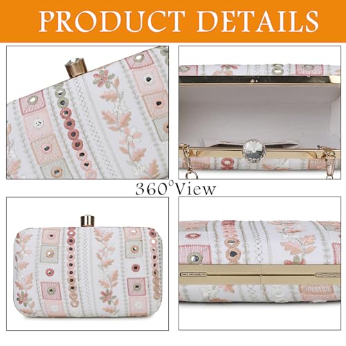 Image of LONGING TO BUY Hand Crafted Designer Box Clutch - Zari Embroidery For Women