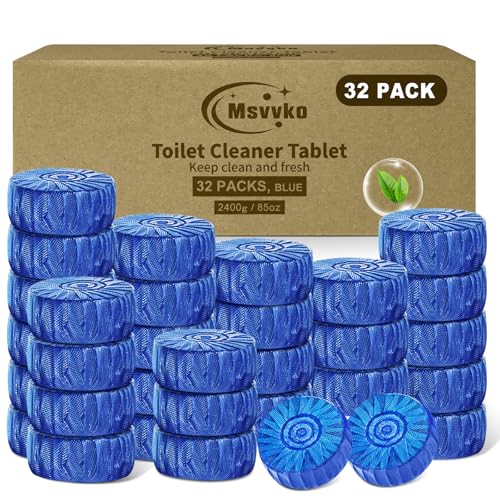 Image of Msvvko Toilet Bowl Cleaner Tablets 32 Packs-85oz, Ultra-Clean Blue Cleaners for Deodorizing & Descaling, Long-Lasting Automatic Toilet Tank Cleaners, Against Tough Stains