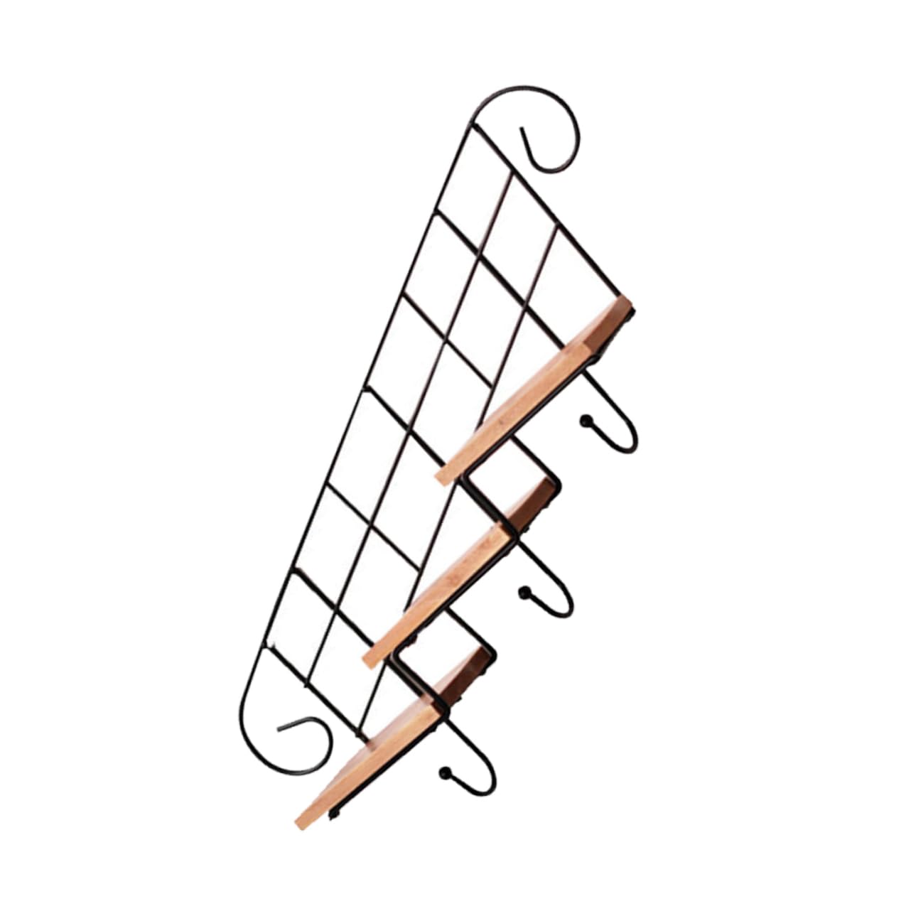 Happyyami Iron Art Wall Mounted Storage Rack Punch Stair Stand for Bedroom and Vintage Style Hanging Shelf with Hooks for Organizing Decor and Plants