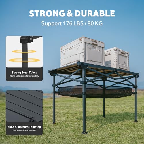 Naturehike Mesa Plegable de Camping, Área Espaciosa para 4-6 Personas, Mesa de Aluminio Portátil para Aire Libre, Camping, Picnic, Playa, Bolsa de Transporte miniatura 3