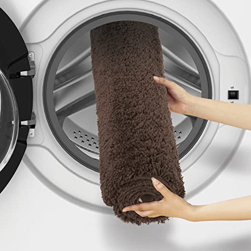 Image of Obsessions Ultra-Absorbent Quick-Dry Bath Runner | 1400 GSM Polyester | Soft, Non-Slip & Fast-Drying Bathroom Rug for Safety & Comfort | 60 x 150 cm | Chocolate