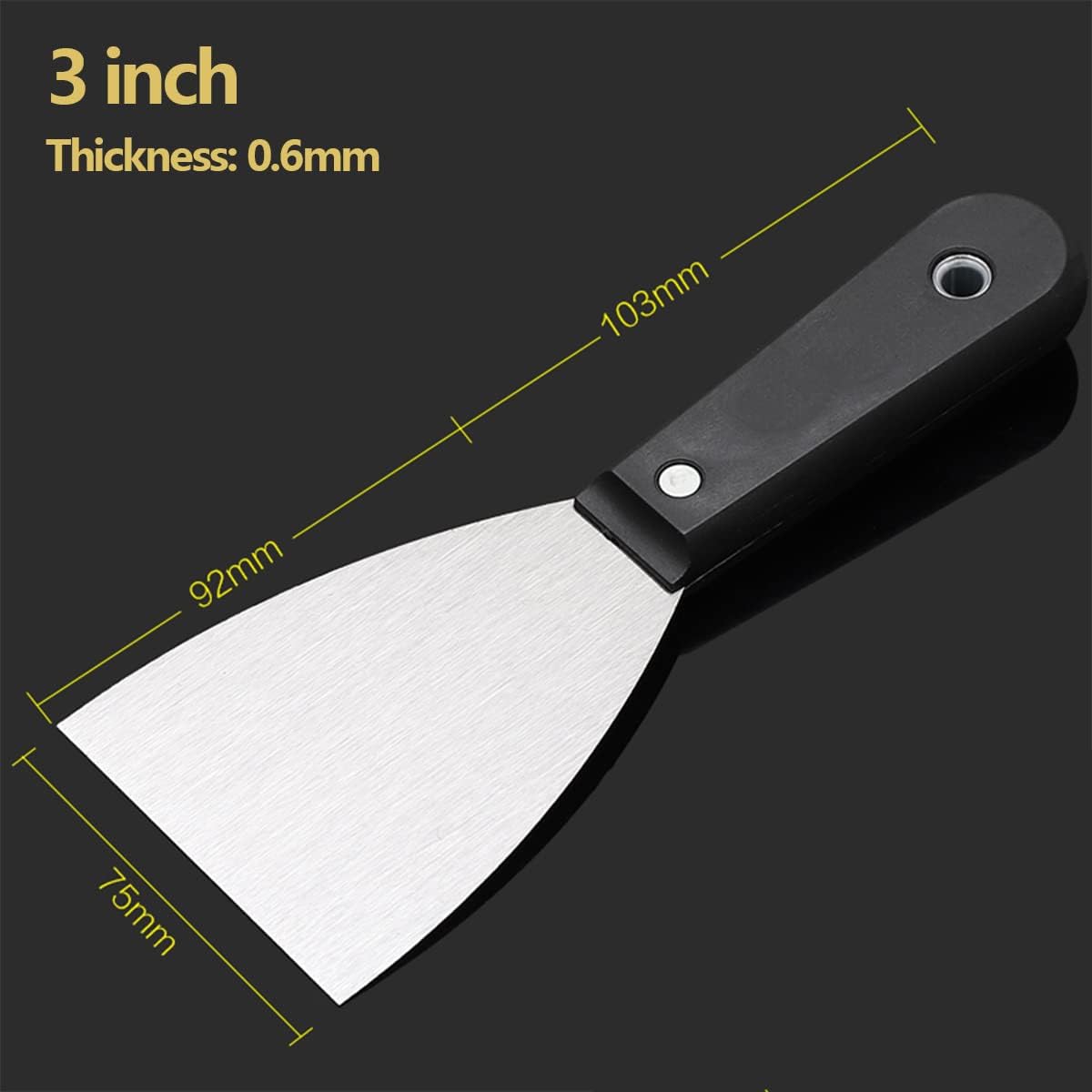 Putty Scrapers Knife,Putty Knife Painting Tools, Spackle Knife, Wallpaper Scraper, Painters Tool,Paint Remover for Wood, Scraper,2.5inch (Size : 3inch)