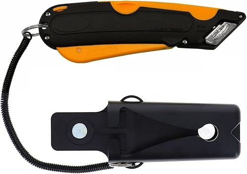 Miniatura 2 de Veltec EZ-1000 Cuchillo de utilidad para caja de seguridad, ajuste de profundidad de 3 cuchillas, gatillo de apriete y guía de borde lateral doble,