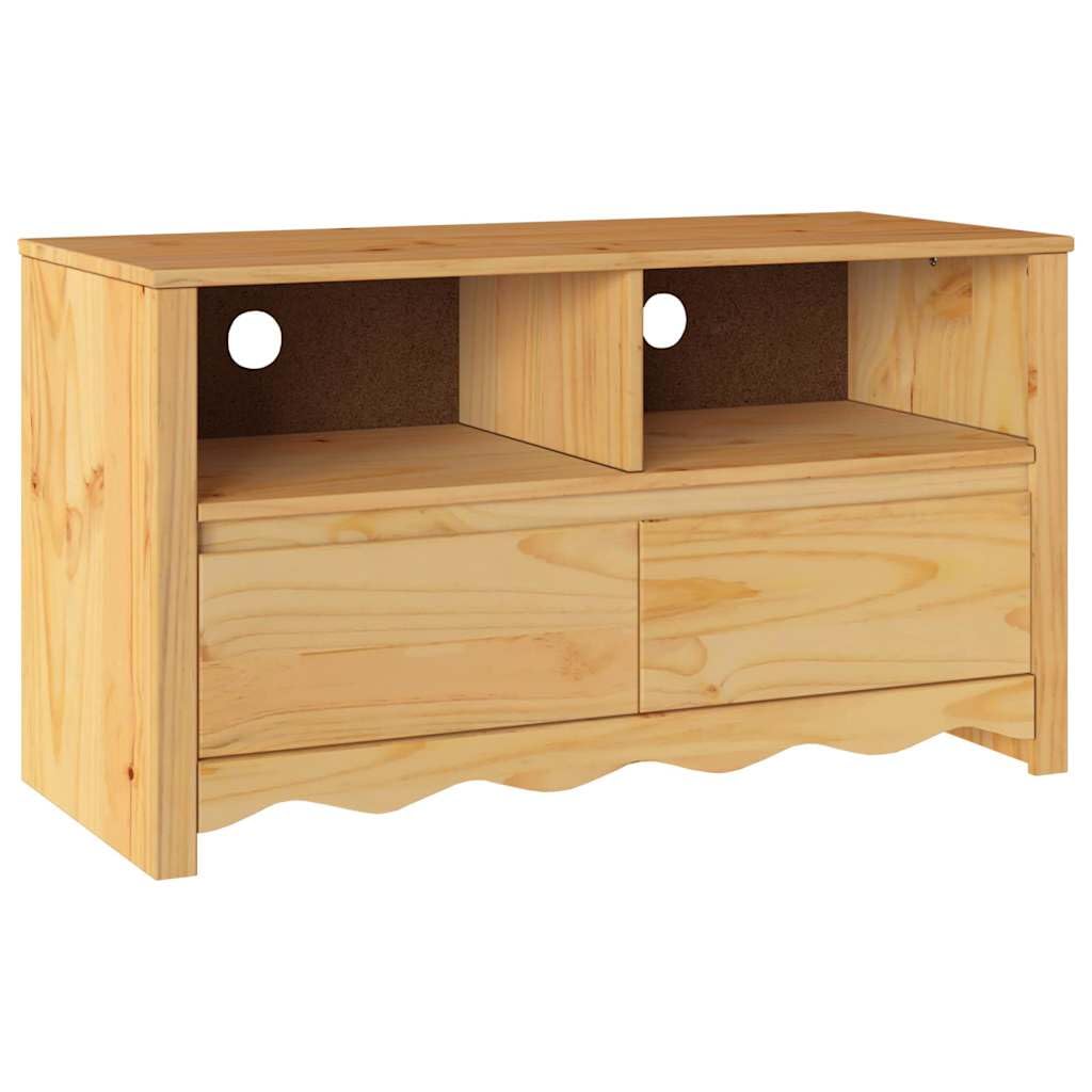 Mobile TV Drammen in legno massello di pino, 99 x 43 x 55 cm, con cassetti, scaffali, comò per soggiorno, per gaming, home theatre e conservazione moderna