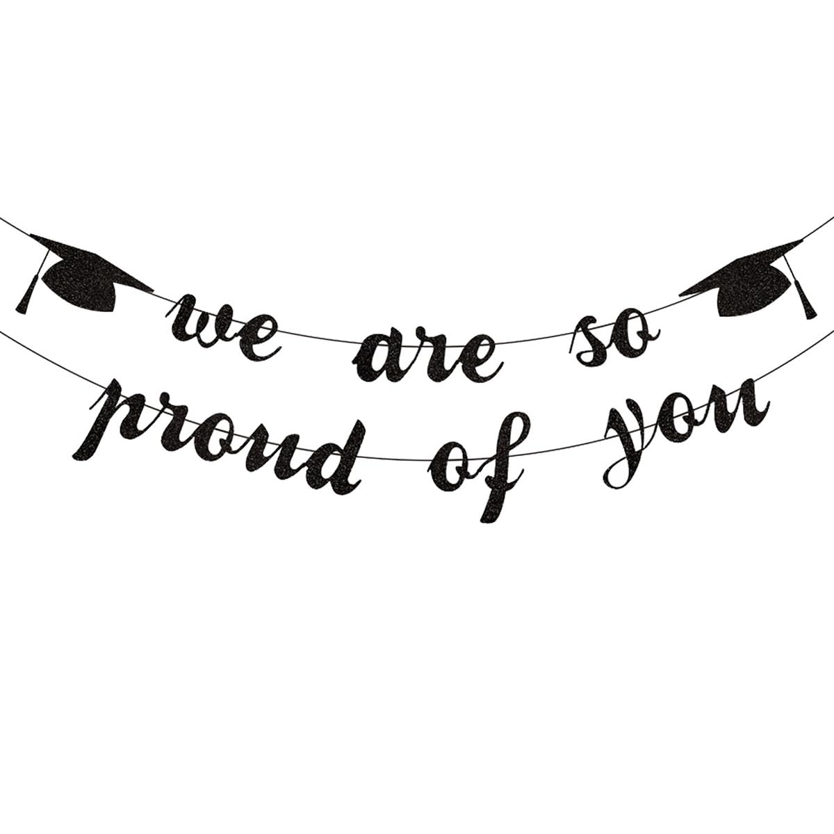 "Elegant Graduation Banner - Pre-Strung Glitter Party Decor for Adult Celebrations, Retirement Party Banner with Classic Design, Easy to Hang (Black)"