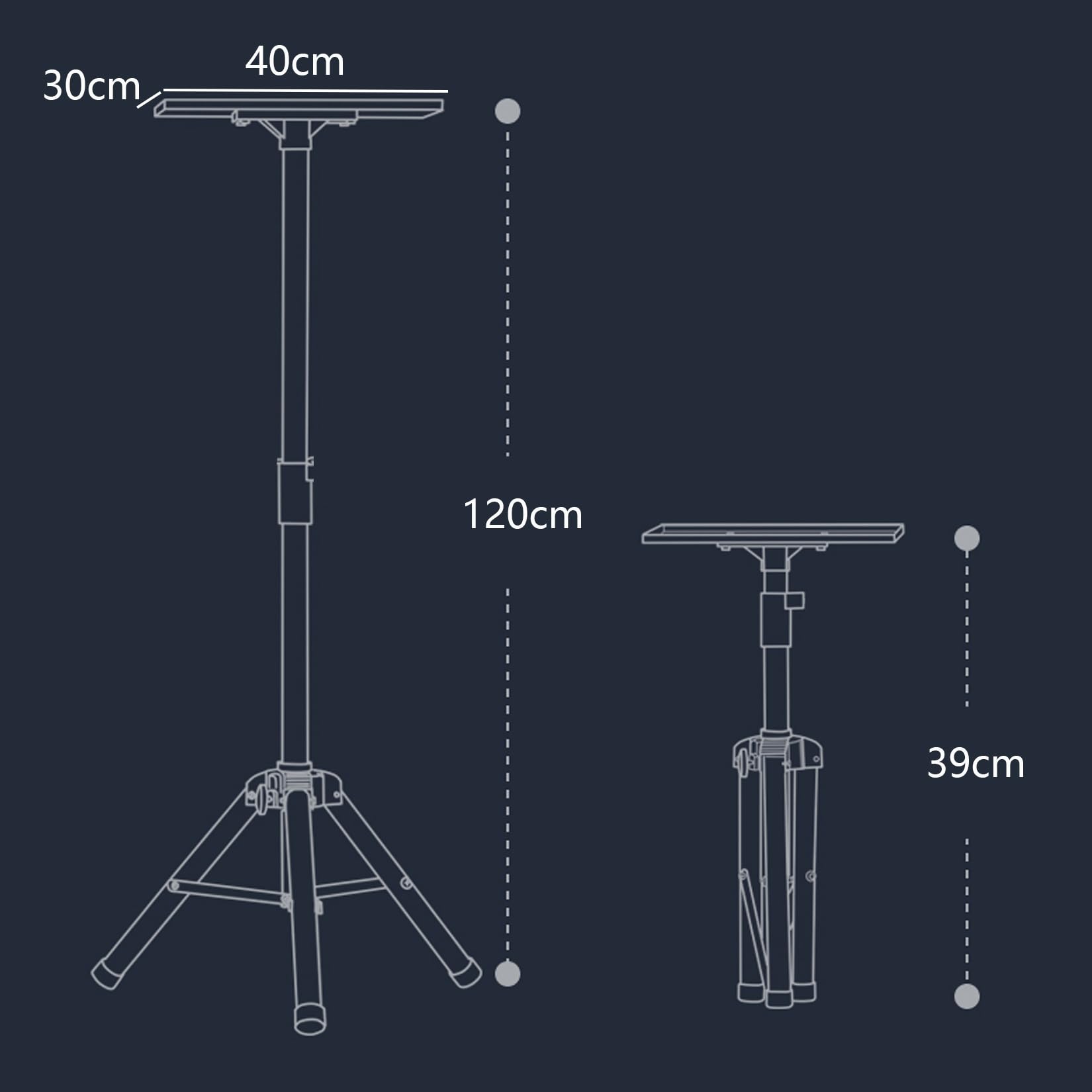Supporto Per Proiettore,Altezza Regolabile Telescopica Fino a 210cm Per l'Ufficio Del Teatro Domestico,Stabile e Portante Con la Borsa di Immagazzinaggio (39-120cm)