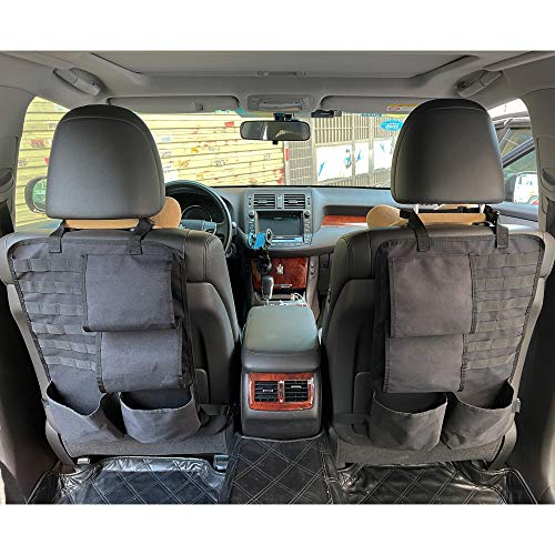 Tactical Car Seat Back Organizer with Molle Panel Vehicle Gun Holder- Seat Back Storage Cover with Gun Rack For Rifle Hunting Universal Fit SUV Truck MPV Pickup (2 Packs)