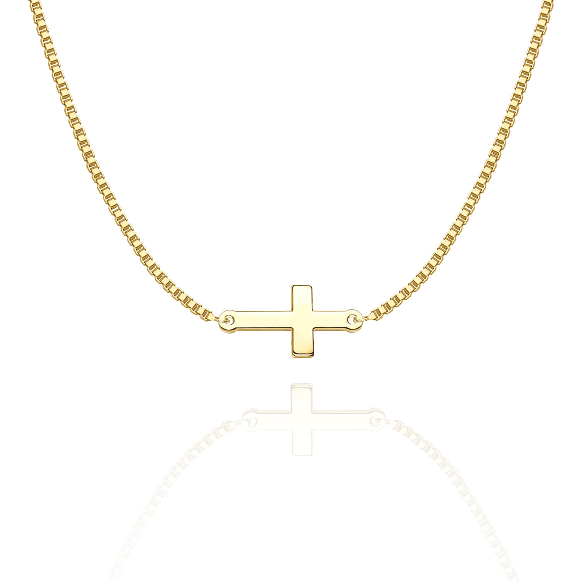 Tewiky Dainty Cross Necklace for Women, 14K Gold Plated Simple Cross Choker Necklaces Small Cross Pendant Tiny Cute Necklaces Handmade Aesthetic Gold Jewelry for Women