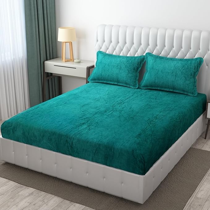 Premium Soft Double Bedsheet with 2 Pillow Covers | Smooth Finish Bed Linen for Bedroom | Wrinkle Resistant & Easy Care Fabric (Light Green)
