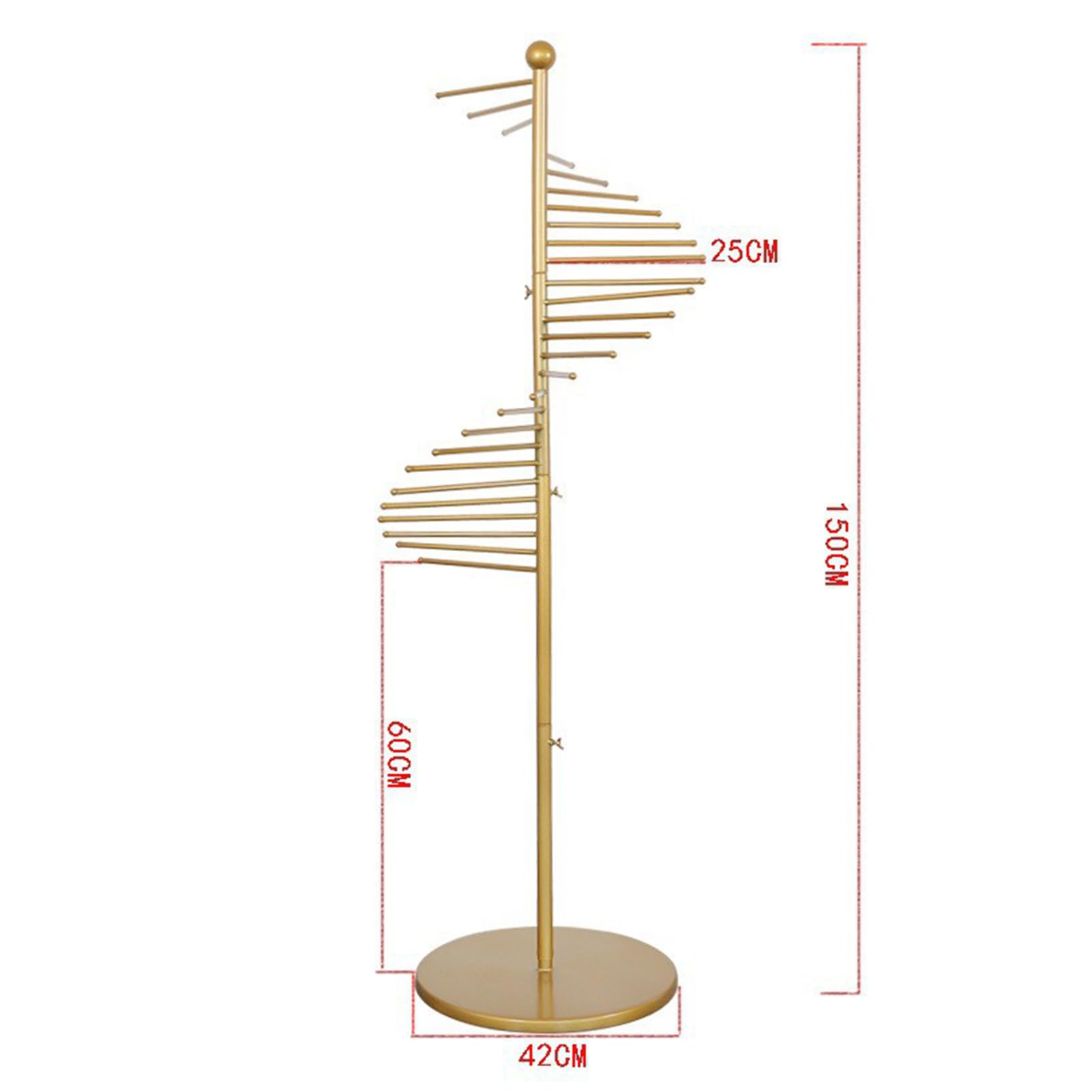 Soporte de Metal Comercial de pie Giratorio para Bufandas, Perchas para Cinturones, chales y Organizador de hijabs con estantes Que ahorran Espacio para Tiendas,Gold