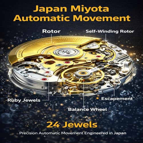 Image of Personalized Watches for Men, Custom Moissanite Watch with Hollow Design, 164 Feet Waterproof, Mechanical Movement, Metal Watch Strap, for Father's Day, Graduation Gifts, GRA Certified