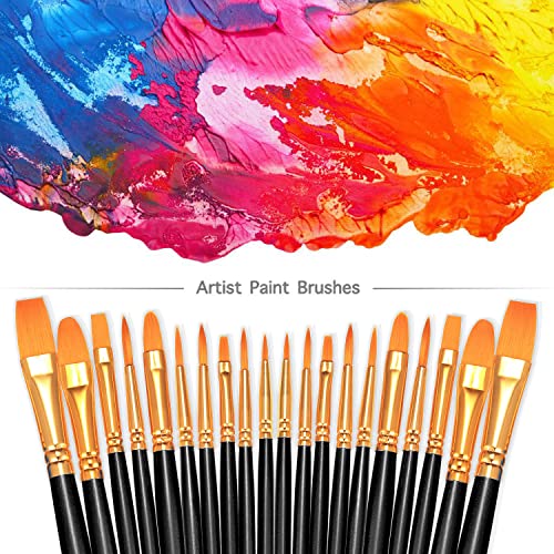 Image of BOSOBO Paint Brushes Set, 10 Pieces Round Pointed Tip Paintbrushes Nylon Hair Artist Acrylic Paint Brushes for Acrylic Oil Watercolor, Face Nail Body Art, Miniature Detailing & Rock Painting, Black