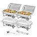Mophorn Chafing Dish 4 Packs 8 Quart Stainless Steel Chafer Full Size Rectangular Chafers for Catering Buffet Warmer Set with Folding Frame