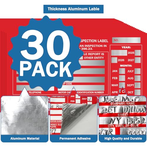 Image of PUNCHMAN 30 Pack Red Aluminum Self-Adhesive Labels - Permanent Organizational Tags for Office, Inventory, Asset Management | 6 inch X 3.5 inch Durable Adhesive Labels