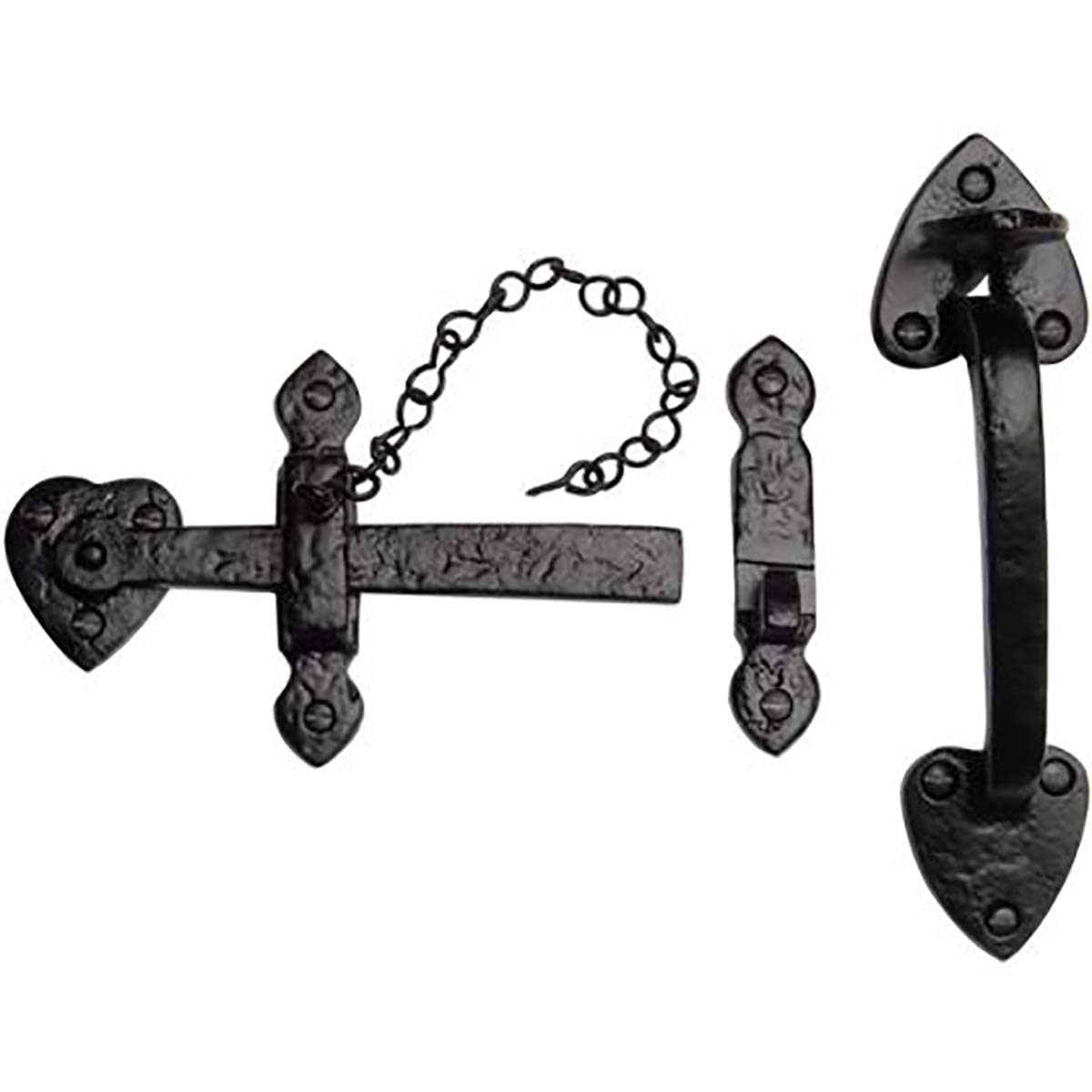 051103N Antique Suffolk Gate Latch, with Locking Pin, Black