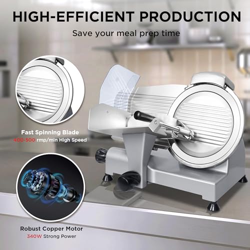 Image of 10 inch Commercial Meat Slicer, Electric Deli Slicer Built-in Sharpener