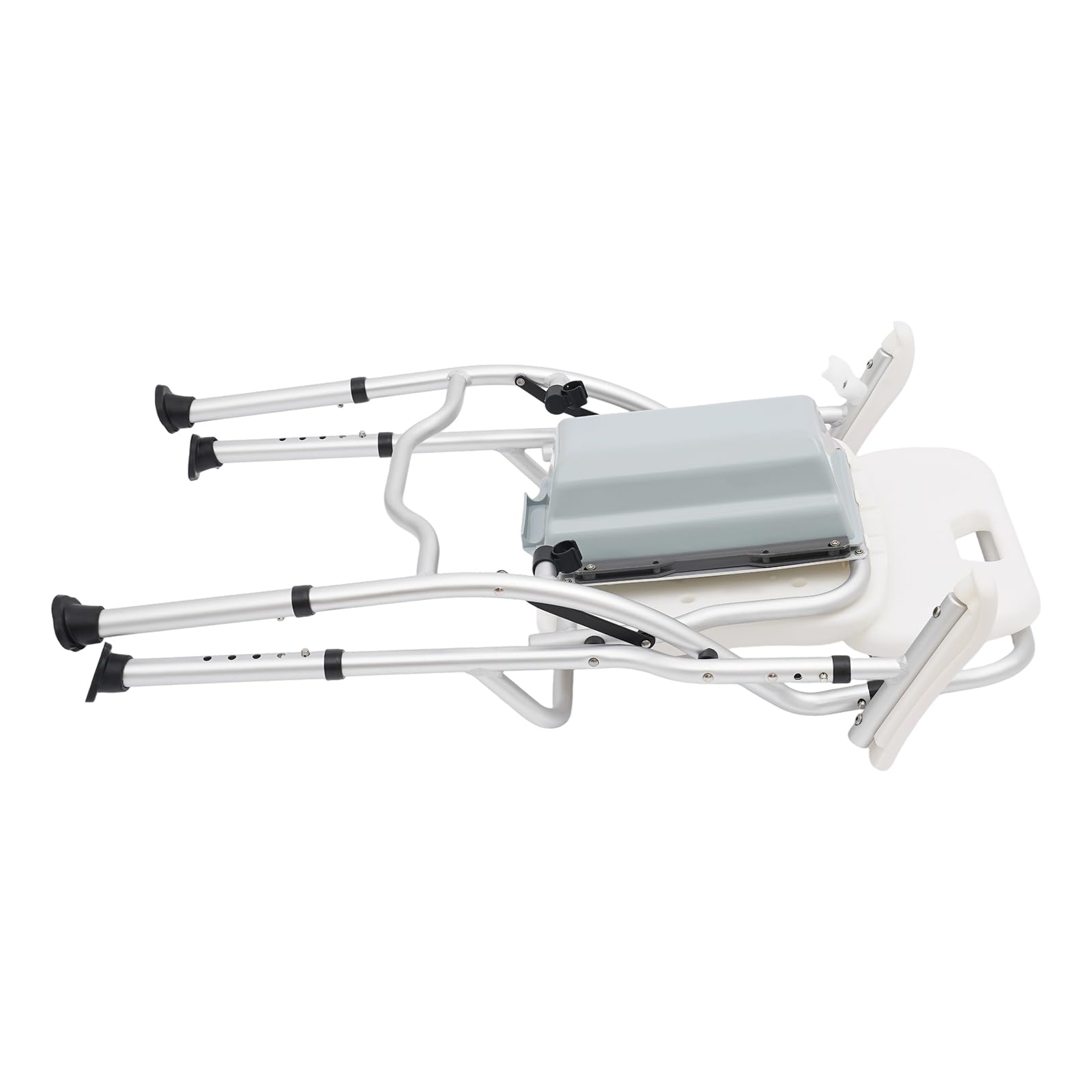 Sedia da doccia pieghevole per anziani, sedia da bagno regolabile in altezza, portata 150 kg, con braccioli e schienale, colore: grigio