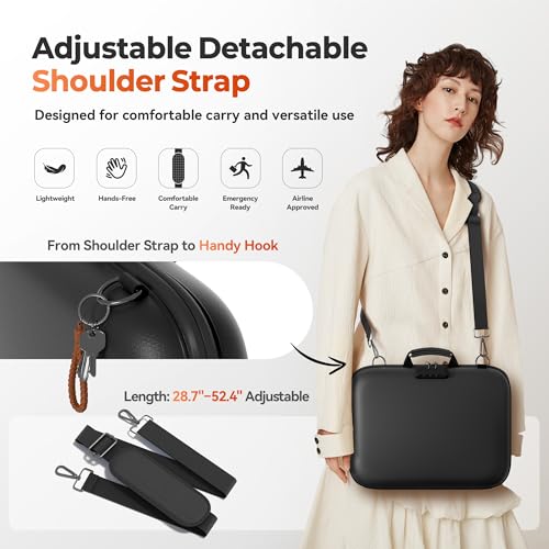 Image of Nacial Fireproof Document Box with Lock & Shoulder Strap, Hard-Shell Fireproof File Organizer with 13 Pocket Accordion File Folder, Portable Safe Storage for Important Documents, Laptop, Black
