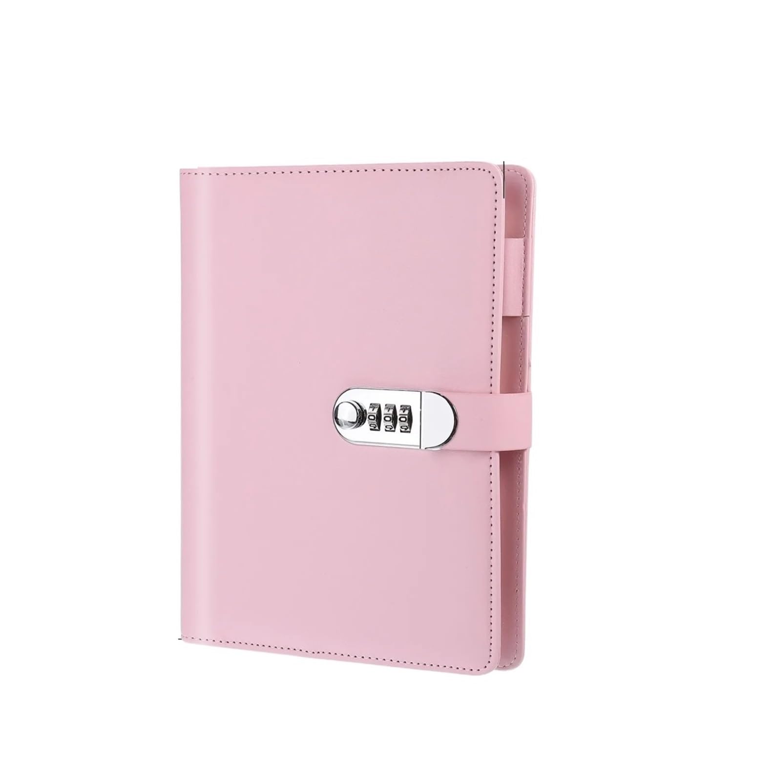 Tagebuch mit Schloss A5 A6 90Pages Password Book with Lock Diary Binder Refillable Paper with Pen Card Slot Leather Notebook Journal Student Notepad(A5 Pink)