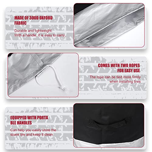 Generisch IMCCZONY 4Pcs De Stockage De Couverture De Pneu De Secours De Voiture Pneu De Voiture Portent Polyester De Fourre-Tout Pour des Couvertures De Protection De Roue De Voitures 4 Saisons