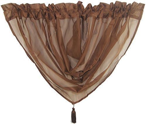 Chocolate Brown Voile Tasselled Swag SWAGS Curtain Drape 22X18" 56X45CM