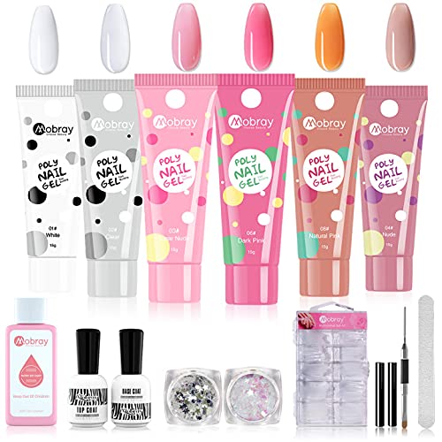 Mobray Poly Extension Gel Nail Kit, Nail Builder Gel Nail Enhancement Trial Kit Nail Art Tool Easy DIY at Home All-in-One Starter Professional Set