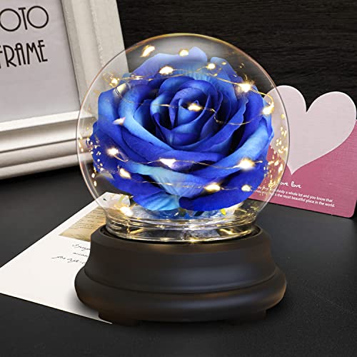 Deluxsa Mothers Day Birthday Gifts For Women Mom Grandma Wife, Rose Preserved Flowers Gift For Her, Anniversary, Wedding, Birthday, Valentines Day, Light Up Rose In A Dome #TOP2