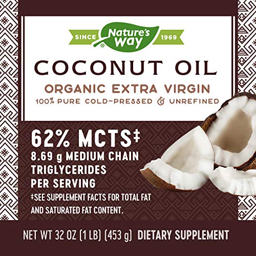 Nature's Way Organic Extra Virgin Coconut Oil, Pure & Unrefined, Cold-Pressed, Usda Organic, Non-Gmo #TOP1