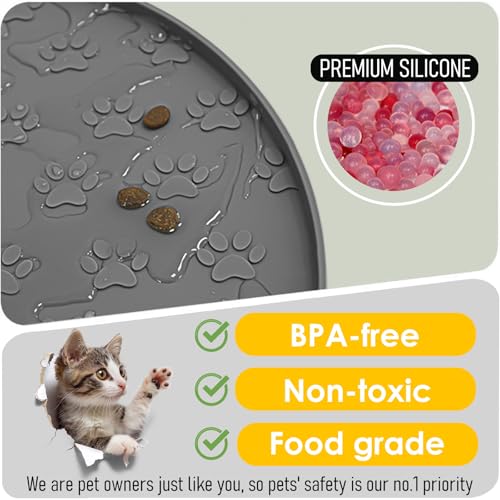 AVYDIIF 2 stück Napfunterlage für Hund Katzen[28cm x 28cm], hundenapf unterlage fressnapf Hund Futtermatten aus Silikon wasserdichte rutschfeste Fressnapf mit Rand, Spülmaschinenfest (2 Schwarz)