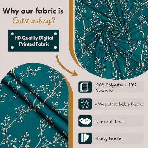 Image of Polycotton Printed Dining Table Cloth with Dining Chair Covers,Slipcovers (6 Seater Table Cover + 6 Chair Cover) (Green Tree)