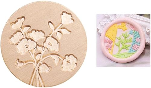 Cabezales de sello de cera de flores, sellos de cera de sellado de madera retro, cabeza de latón extraíble para invitaciones de boda, sobres,
