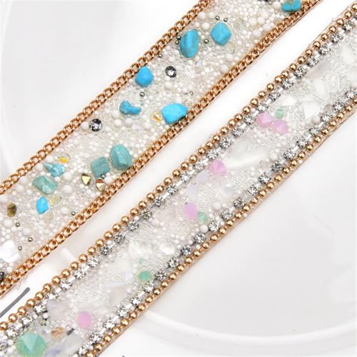 Ruban adhésif à repasser avec strass colorés de 1m pour customisation de robe - 6