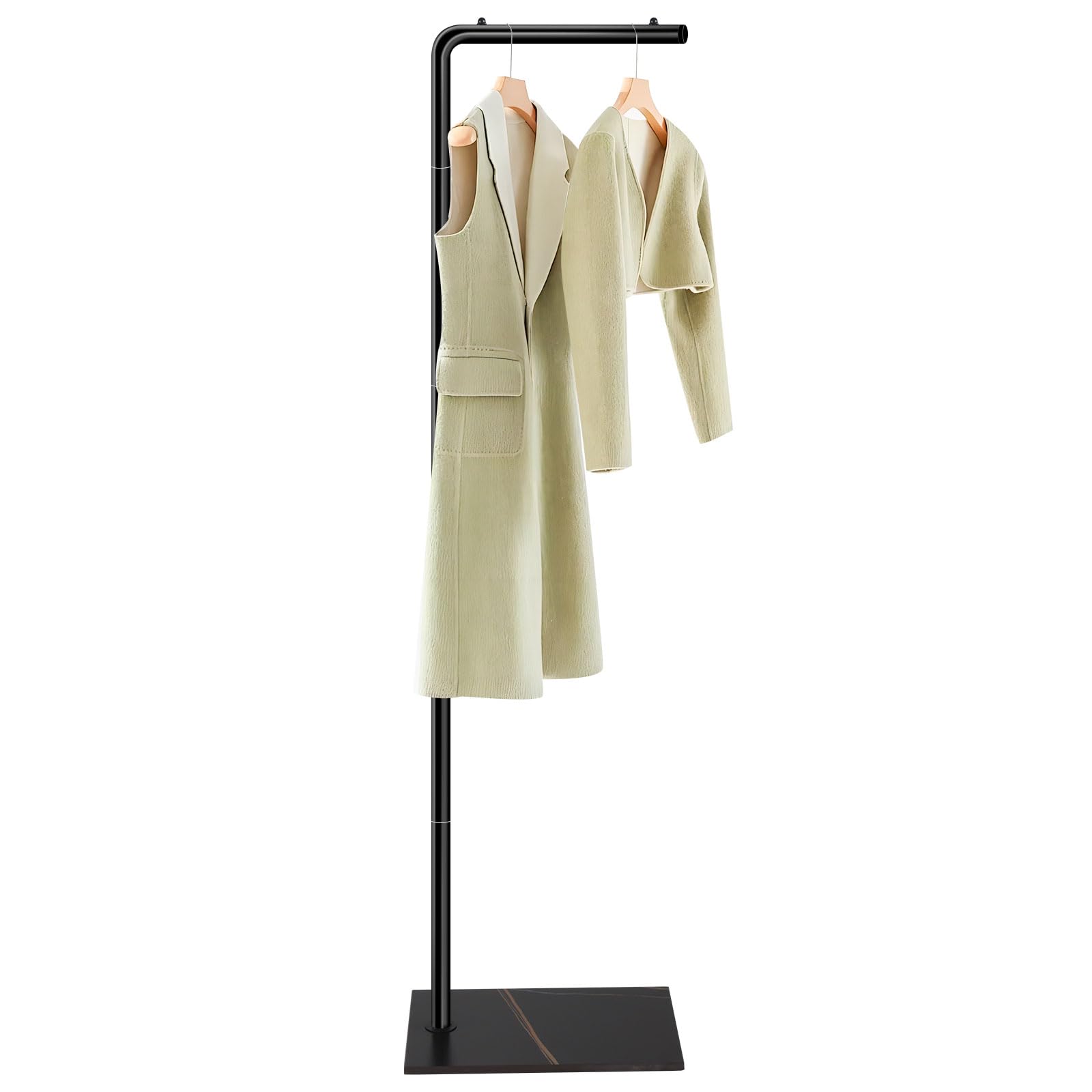 YheenLf Metal Perchero de pie, Perchero entrada Recibidor, Burro Ropa con Placa de roca, Adecuada para Sala De Estar, Dormitorio, Oficina, 178cm De Altura, Negra
