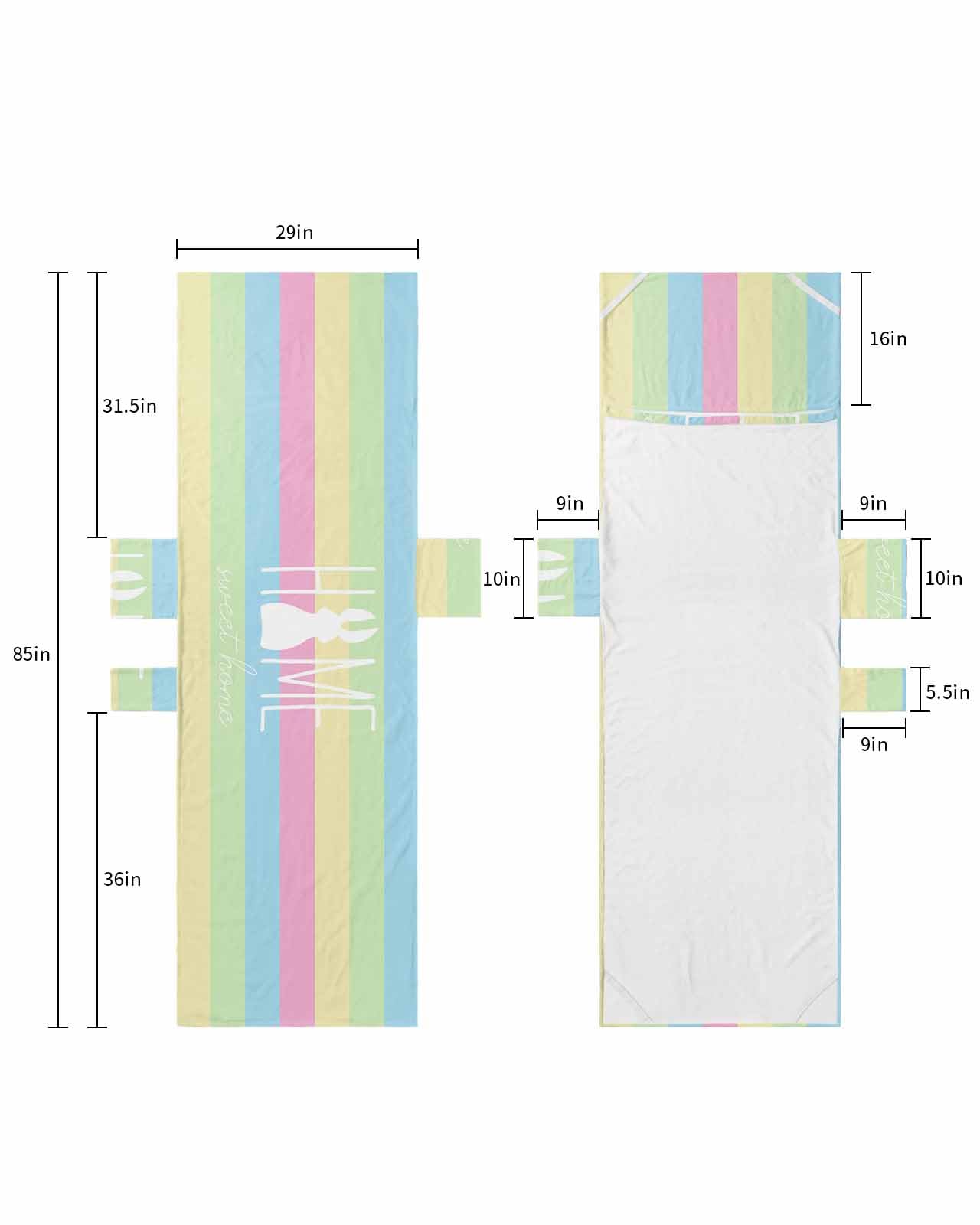 Easter Beach Lounge Chair Towel Cover, Soft Chaise Lounge Towel with Side Pockets Patio Pool Chairs Cover for Beach/Pool Sunbathing 29x85 Colorful Striped Bunny Home