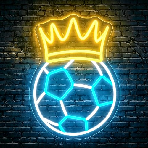 Image of Soccer Neon Sign for Wall Decor Light Up Sign Led Signs for Room Party Home Wall Decor USB Powered
