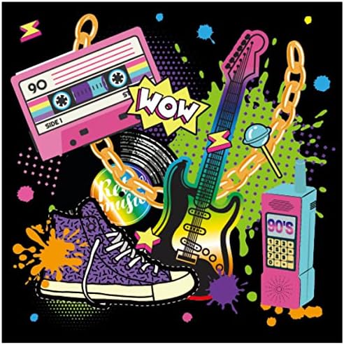 Miniatura 5 de Juego de vajilla de 93 piezas para fiesta de cumpleaños de los años 90, suministros de decoración de mesa de fiesta de hip hop, suministros de