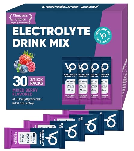 Image of Venture Pal High Sodium Sugar-Free Electrolyte Powder Packets - Hydration Packets with Sodium, Potassium & Magnesium | Zero Calories | Keto, Vegan, and Paleo Friendly | 30 Sticks