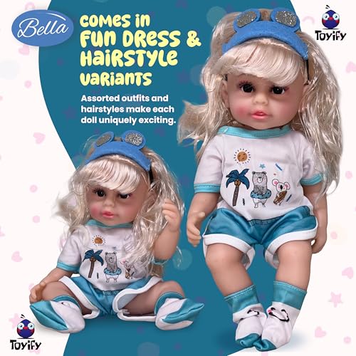 Image of 30 cm Realistic Baby Bella Doll with Soft Body, Real Hair, 3D Eyes & Outfit - Big Size Doll for Kids - Role Play Toy for Girl & Boy - Lightweight, Safe & Adorable Gift Toy | Dolls for Girls