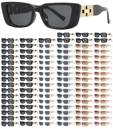100-Pack Wholesale Square Sunglasses with Golden Accessories - Bulk Cat Eye Small Square Frame Shades for Resellers