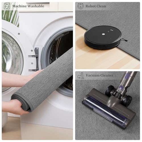 Pauwer Non Slip Kitchen Rugs, Machine Washable Soft Kitchen Mat, Light Grey - image 5