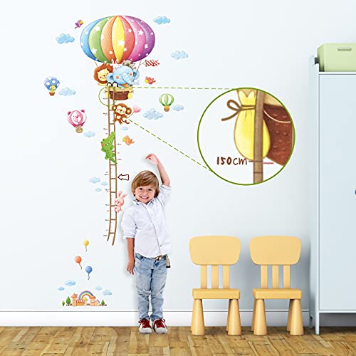 DECOWALL SG2-1606 Animal Hot Air Balloon Height Growth Chart for Kids Wall Stickers Cute Monkey Watercolor Decals Removable for Nursery Bedroom Living Room Art murals Decorations - Image 3