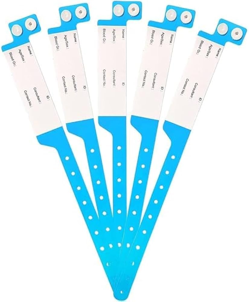 BESURAKSHIT ID Band for Hospital, Patient Identification Band Adult, Blue Color (Pack of 100 Pcs.)