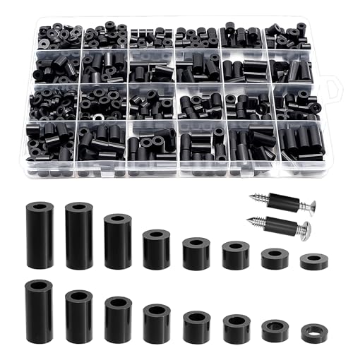 Exqutoo 600Pcs ABS Round Spacers ID 3mm &amp; ID 4mm, OD 7mm