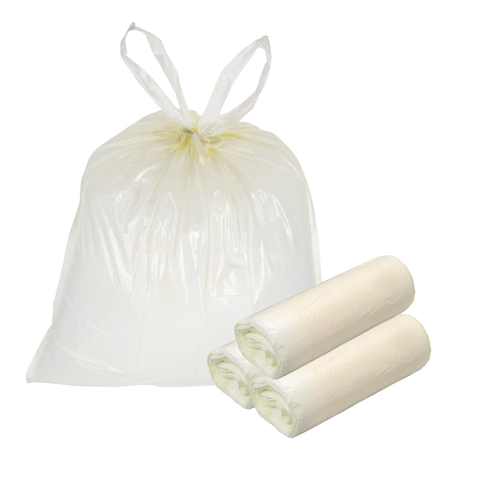QUARKZMAN 120 Bolsas De Basura Con Cierre De Cordón, 8.7 Galones 24" Bolsas De Desechos, Forros Para Cubos De Basura Sin Aroma Diseño Anti-Roturas Para Hogar Oficina Cocina De Blanco