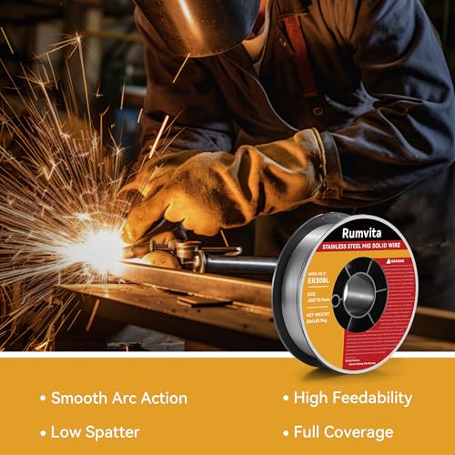 Stainless Steel MIG Welding Wire ER308L .035-Diameter - 2 Pound Spool,Low Splatter MIG Wire Compatible With All MIG Welder by Rumvita - Image 4