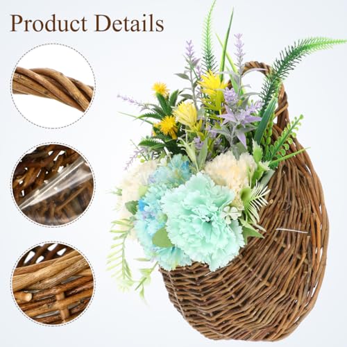 Image of DOITOOL 2PCS Woven Hanging Wall Basket Rattan Wall Planter, Wicker Handmade Baskets Rustic Flower Pots Plant Containers for Garden Home Storage Flowers Hanging Planters