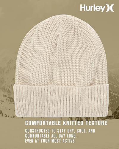 Image of Hurley Men's Cuffed Beanie - Classic Midweight Loose Knitted Winter Hat for Men