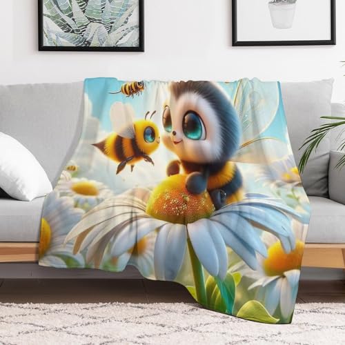 Couverture abeille douce et flannel chaude, idée cadeau maison idéale - 3