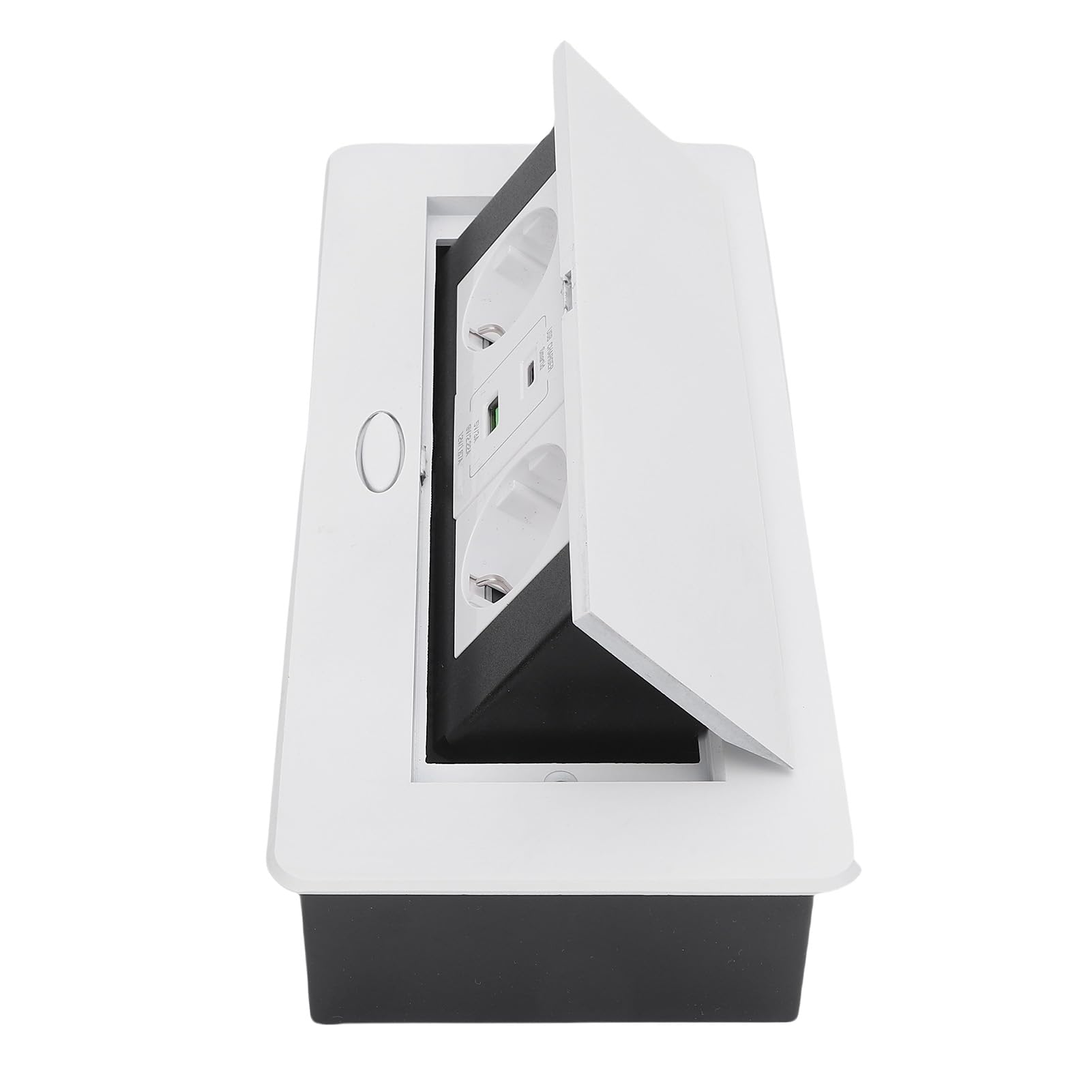 Scatola di Derivazione da Incasso da Tavolo Resistente All'acqua Hub di Alimentazione Sicuro per Ufficio Sala Riunioni Presa da Bancone 2 Fori Fori USB Tipo C, Bianco